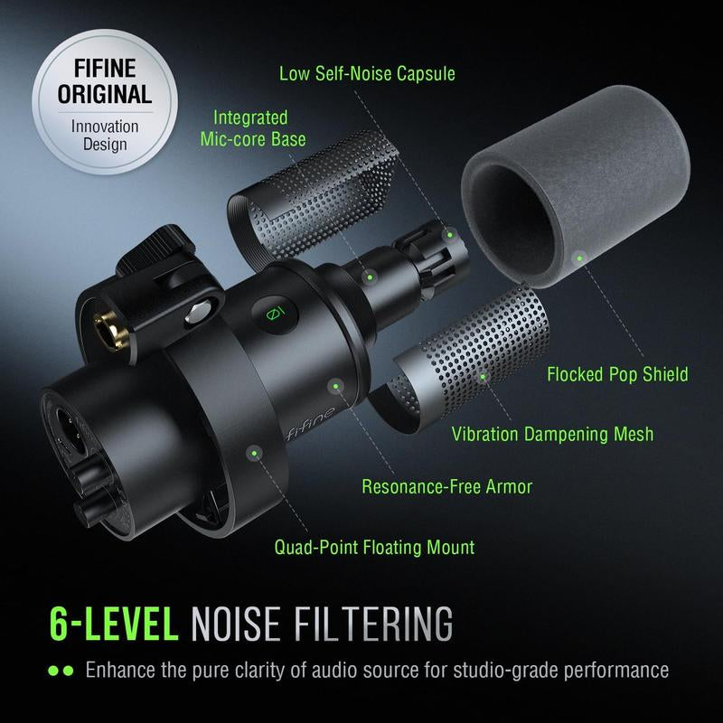 FIFINE K688 USB/XLR Dynamic Podcast Microphone – Pro Mic, Mute & Monitor for Streaming, Gaming, Vocal & Music Recording Audio, for PC Smartphone Mixer, Boom Arm