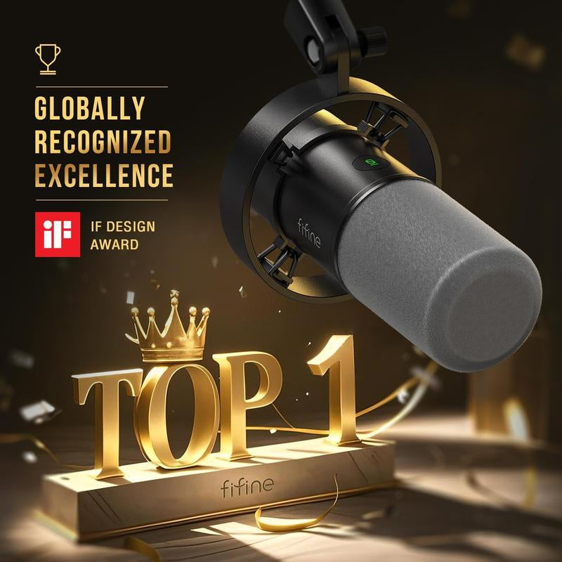 FIFINE K688 USB/XLR Dynamic Podcast Microphone – Pro Mic, Mute & Monitor for Streaming, Gaming, Vocal & Music Recording Audio, for PC Smartphone Mixer, Boom Arm