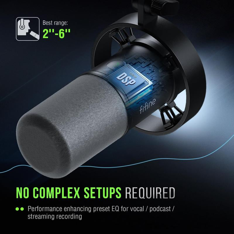 FIFINE K688 USB/XLR Dynamic Podcast Microphone – Pro Mic, Mute & Monitor for Streaming, Gaming, Vocal & Music Recording Audio, for PC Smartphone Mixer, Boom Arm